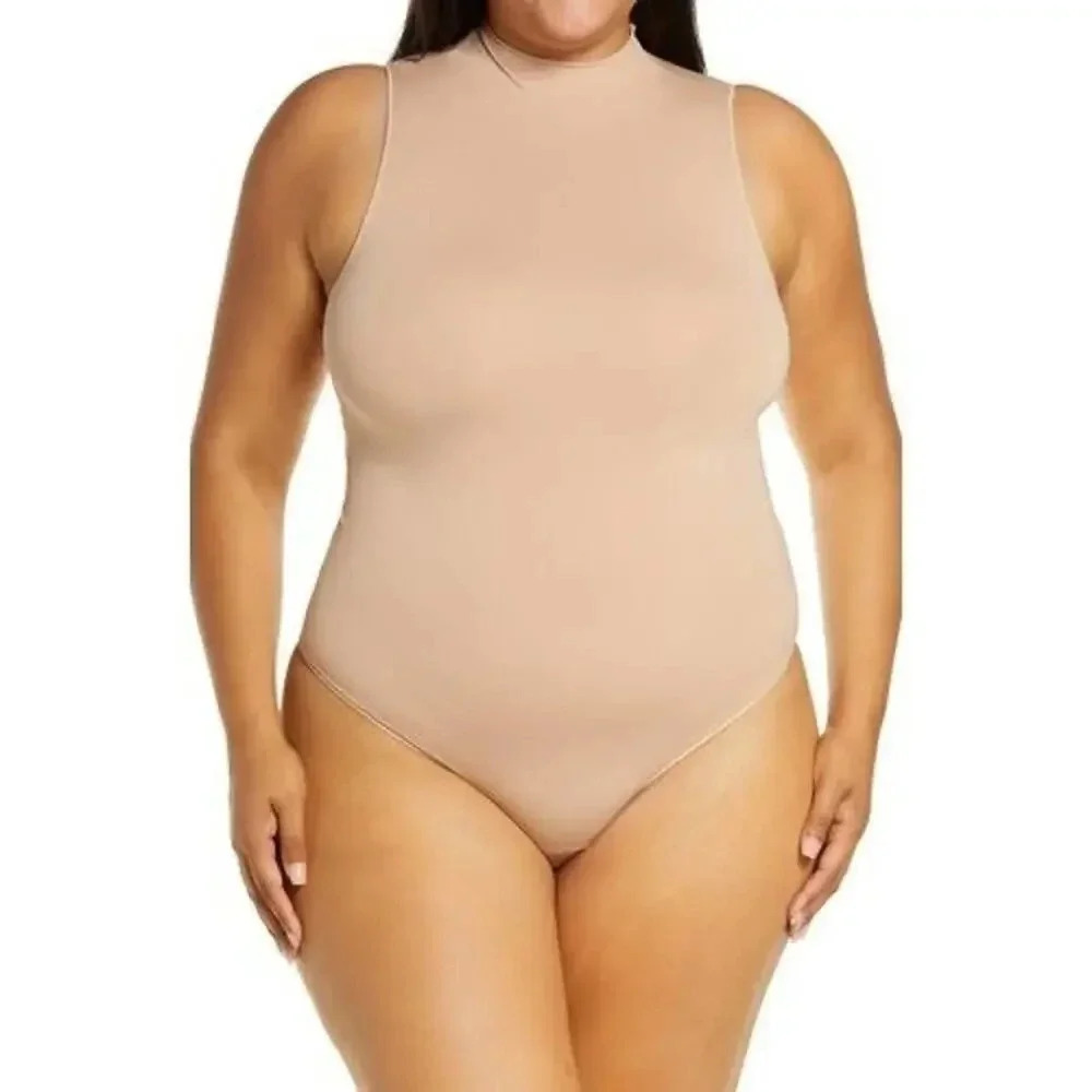 SKIMS thong bodysuit mock high neck tank nude mica everybody plus size 4x NWT